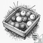 A detailed billiards ball breaking a rack, ga… – tattoo sketch (№1752246596_0, 11.07.2025 15:09) — tattoovalue.net