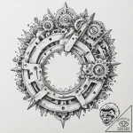 Machinist’s caliper measuring a gear, with pe… – tattoo sketch (№1752246758_0, 11.07.2025 15:12) — tattoovalue.net