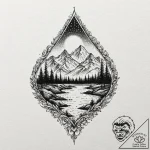 Teardrop containing a tiny, detailed landscap… – tattoo sketch (№1752246839_0, 11.07.2025 15:13) — tattoovalue.net