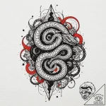 Underworld serpent coiling through stars, tat… – tattoo sketch (№1752247252_0, 11.07.2025 15:20) — tattoovalue.net
