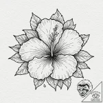 Hibiscus, ink illustration for tattoo, fine l… – tattoo sketch (№1752248679_0, 11.07.2025 15:44) — tattoovalue.net