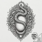 Serpent egg beneath spectral mist, ink illust… – tattoo sketch (№1752248763_0, 11.07.2025 15:46) — tattoovalue.net