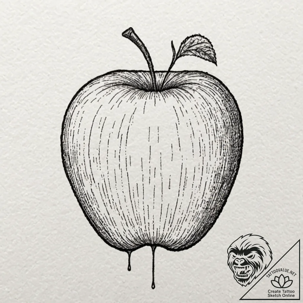 High-caliber bullet piercing an apple, in sup... - tattoo sketch (№1752249161_0, 11.07.2025 15:52) — tattoovalue.net