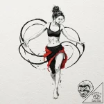Black sands swirling around figure, tattoo dr… – tattoo sketch (№1752249480_0, 11.07.2025 15:58) — tattoovalue.net