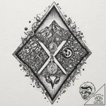 Alchemy symbols on cracked stone, tattoo line… – tattoo sketch (№1752249983_0, 11.07.2025 16:06) — tattoovalue.net