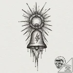 Ringing bell with a crack shaped like a light… – tattoo sketch (№1752250066_0, 11.07.2025 16:07) — tattoovalue.net