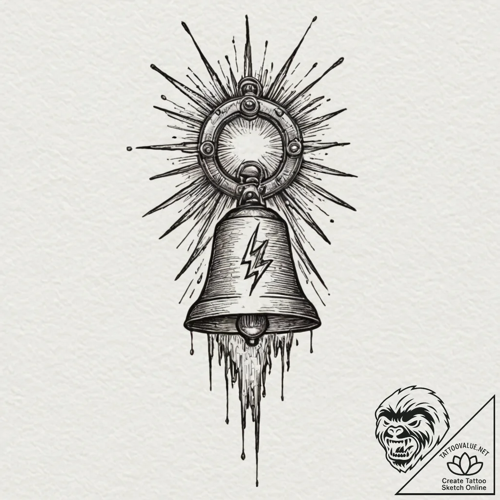 Ringing bell with a crack shaped like a light... - tattoo sketch (№1752250066_0, 11.07.2025 16:07) — tattoovalue.net