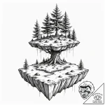 A floating island with a single tree – tattoo sketch (№1752250320_0, 11.07.2025 16:12) — tattoovalue.net