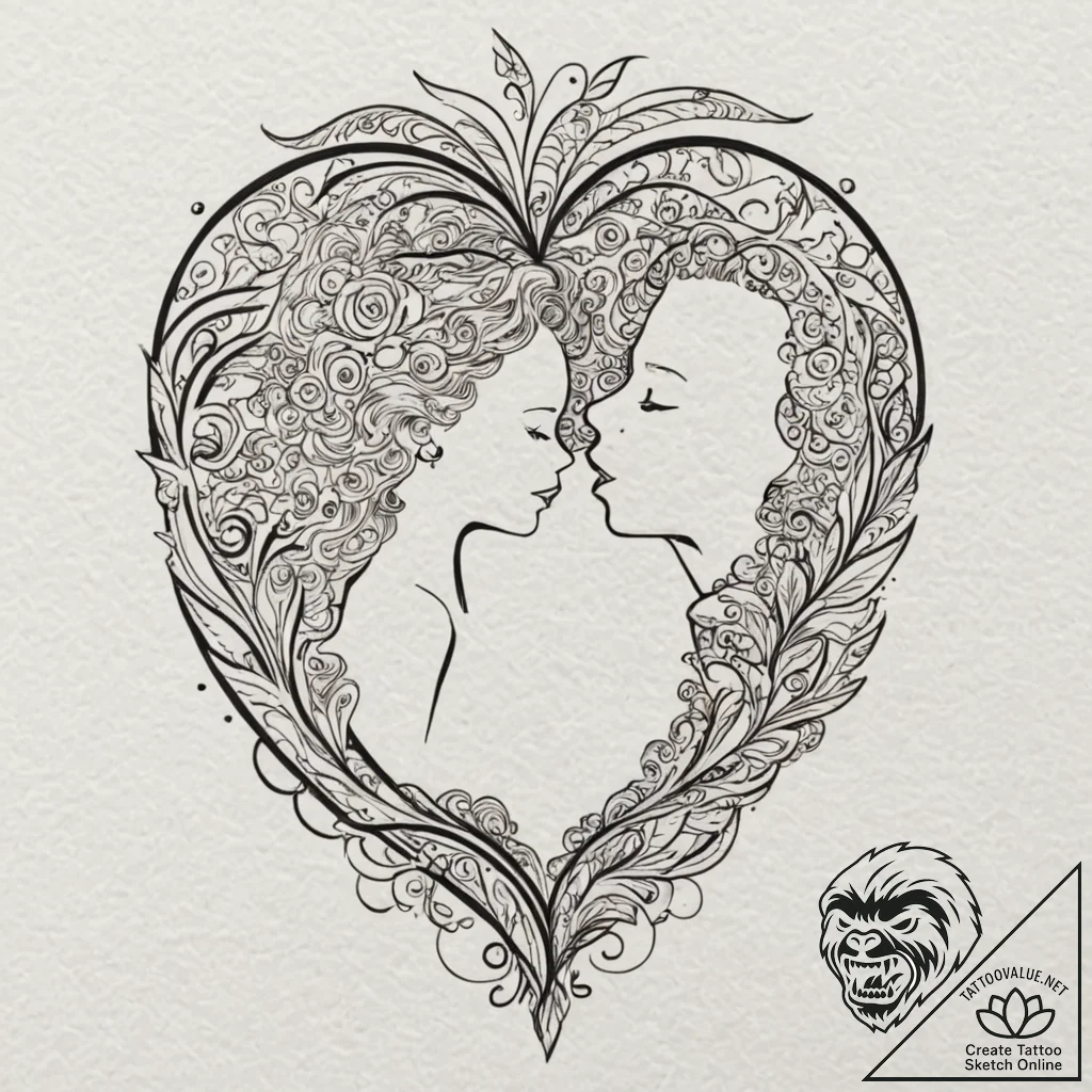 Portrait silhouette of a partner or child, ta... - tattoo sketch (№1752250403_0, 11.07.2025 16:13) — tattoovalue.net