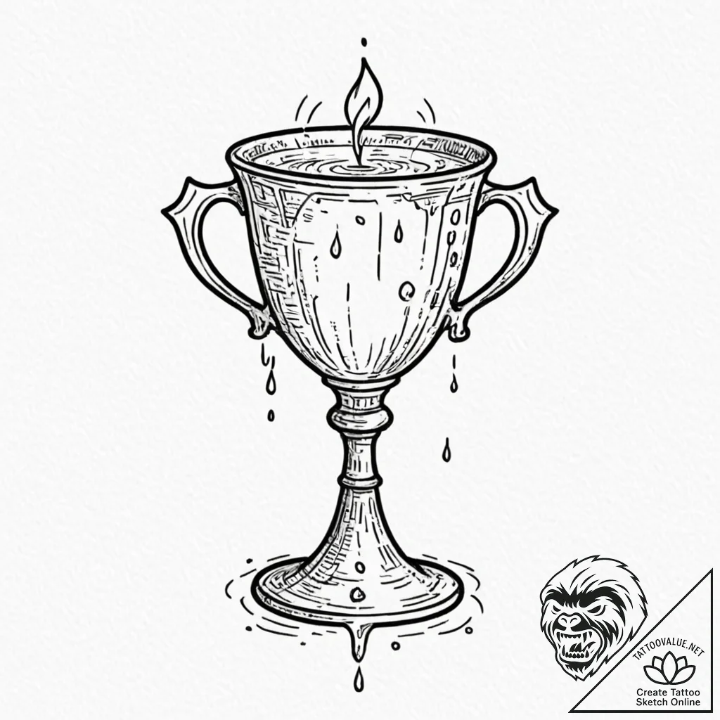 Ancient chalice with cursed liquid, artistic... - tattoo sketch (№1752250572_0, 11.07.2025 16:16) — tattoovalue.net