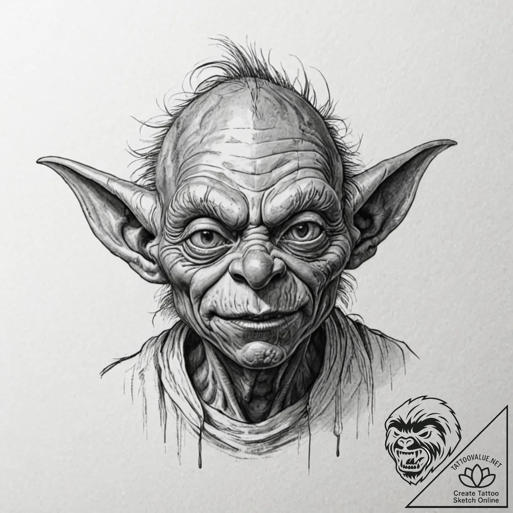 Goblin, tattoo sketch design, masterpiece, be... - tattoo sketch (№1752251421_0, 11.07.2025 16:30) — tattoovalue.net