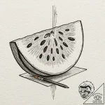 Slice of watermelon, graphic style, tattoo li… – tattoo sketch (№1752251504_0, 11.07.2025 16:31) — tattoovalue.net