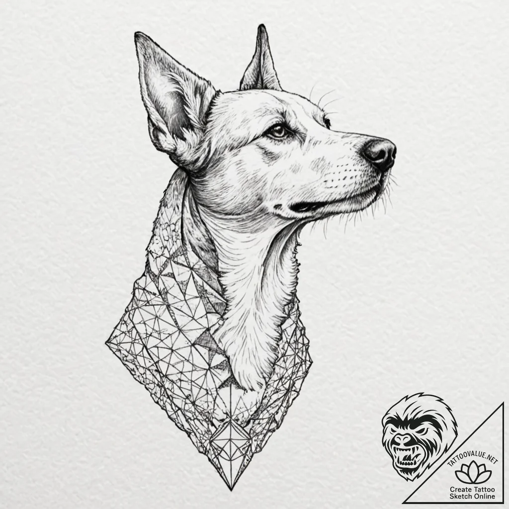 Hunting dog on point, focused and disciplined... - tattoo sketch (№1752251842_0, 11.07.2025 16:37) — tattoovalue.net