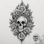 Bone tower crumbling in void, concept art for… – tattoo sketch (№1752251926_0, 11.07.2025 16:38) — tattoovalue.net