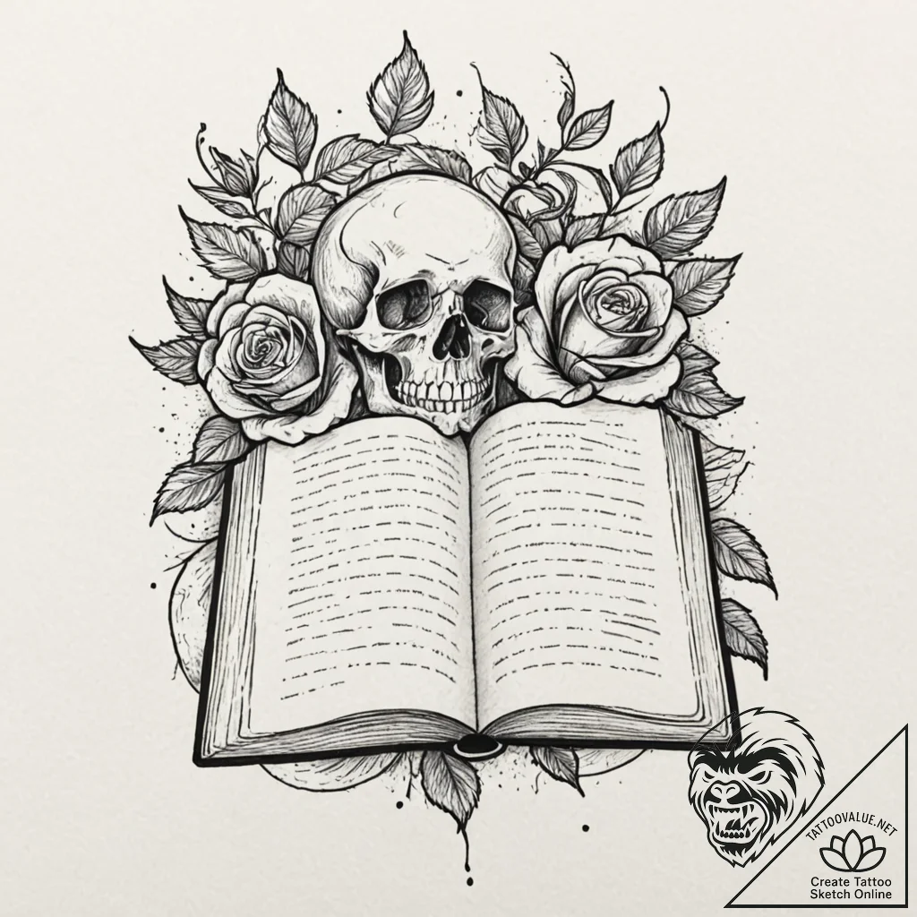 A book with pages turning into birds, artisti... - tattoo sketch (№1752252011_0, 11.07.2025 16:40) — tattoovalue.net