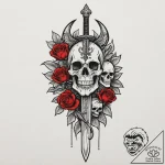 Orcish sword embedded in stone, tattoo sketch… – tattoo sketch (№1752252095_0, 11.07.2025 16:41) — tattoovalue.net