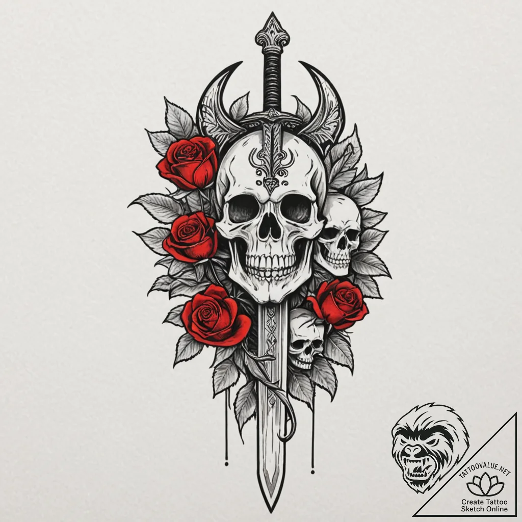 Orcish sword embedded in stone, tattoo sketch... - tattoo sketch (№1752252095_0, 11.07.2025 16:41) — tattoovalue.net