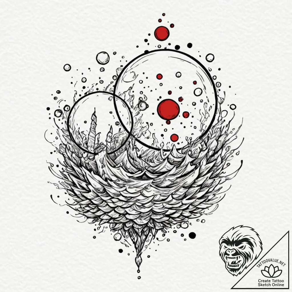 A whimsical bubble in water, ephemeral,, arti... - tattoo sketch (№1752252347_0, 11.07.2025 16:45) — tattoovalue.net