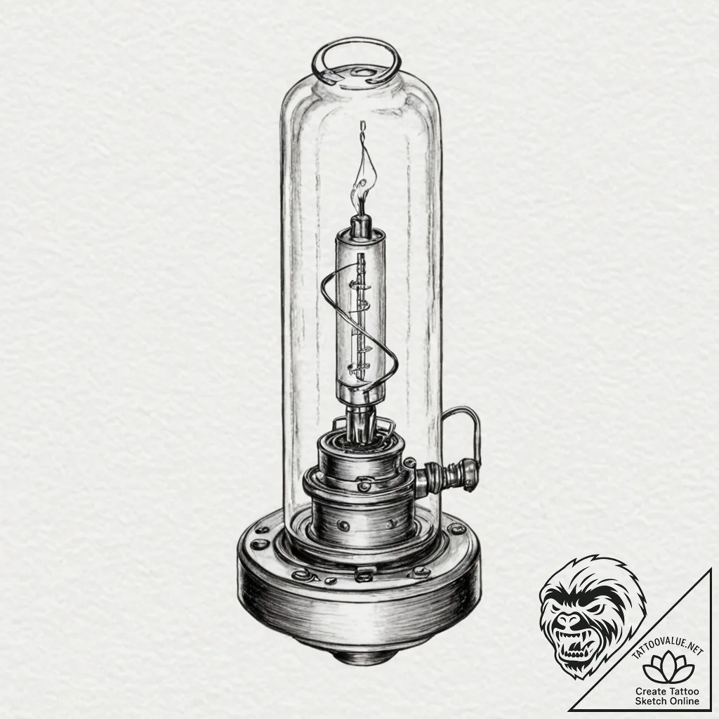 Nixie tube - tattoo sketch (№1752252431_0, 11.07.2025 16:47) — tattoovalue.net