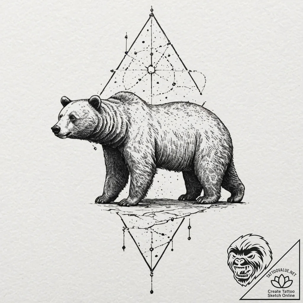 A bear made of constellations, ink illustrati... - tattoo sketch (№1752252768_0, 11.07.2025 16:52) — tattoovalue.net