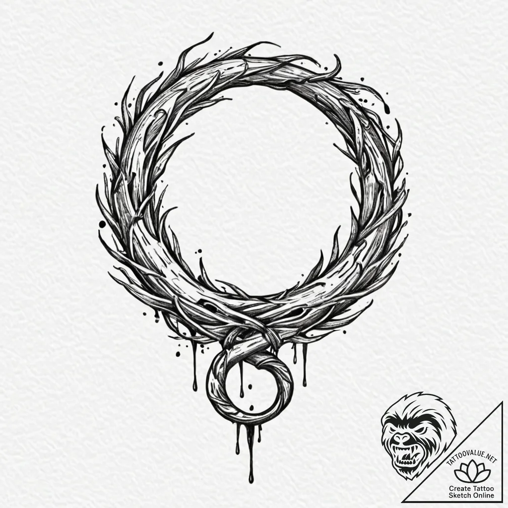 Karambit knife entwined with roots, ink illus... - tattoo sketch (№1752253021_0, 11.07.2025 16:57) — tattoovalue.net