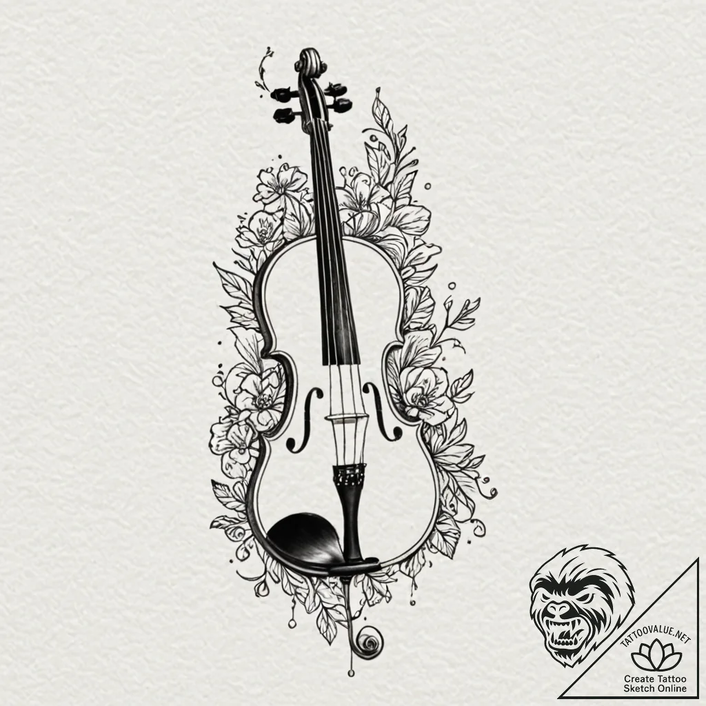 Violin or cello, classic and elegant, tattoo... - tattoo sketch (№1752253190_0, 11.07.2025 16:59) — tattoovalue.net