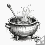 A witch’s cauldron, ink illustration for tatt… – tattoo sketch (№1752253275_0, 11.07.2025 17:01) — tattoovalue.net
