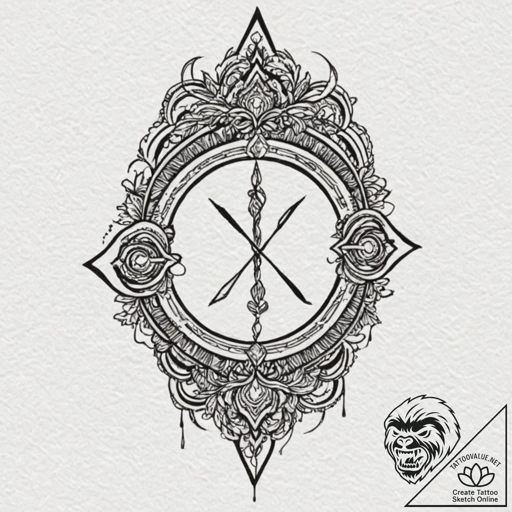 Null symbol carved into a stone tablet, ink i... - tattoo sketch (№1752253361_0, 11.07.2025 17:02) — tattoovalue.net