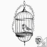 Bird and cage – tattoo sketch (№1752253701_0, 11.07.2025 17:08) — tattoovalue.net