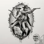 Wild west gunslinger duel, ink illustration f… – tattoo sketch (№1752253785_0, 11.07.2025 17:09) — tattoovalue.net