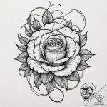 Apocalyptic rose entwined with wires, tattoo… – tattoo sketch (№1752253870_0, 11.07.2025 17:11) — tattoovalue.net