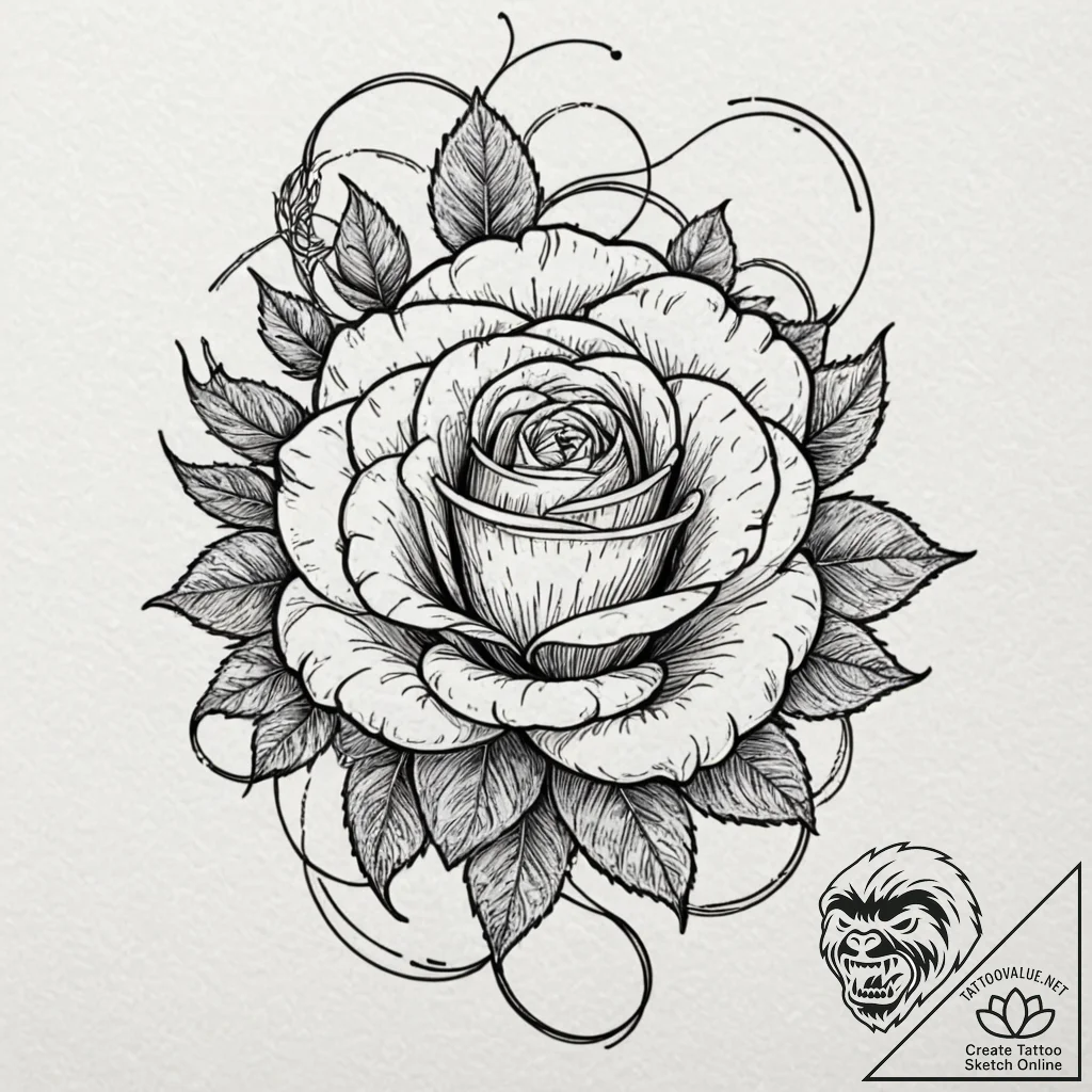 Apocalyptic rose entwined with wires, tattoo... - tattoo sketch (№1752253870_0, 11.07.2025 17:11) — tattoovalue.net