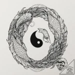 Koi fish, one black, one white, forming a yin… – tattoo sketch (№1752254204_0, 11.07.2025 17:16) — tattoovalue.net