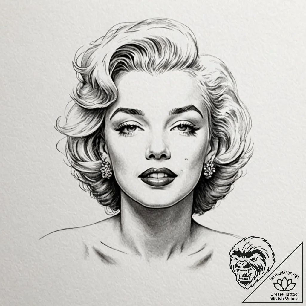 Marilyn monroe - tattoo sketch (№1752254621_0, 11.07.2025 17:23) — tattoovalue.net
