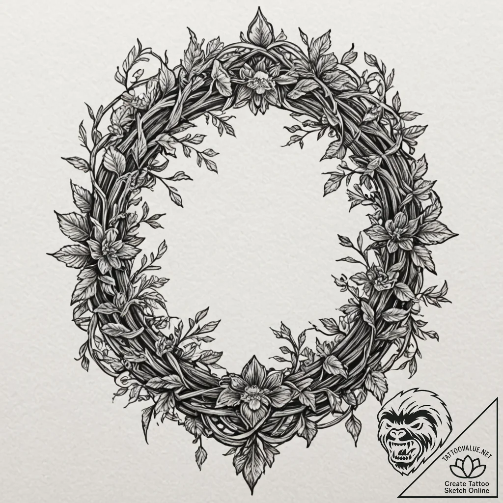 Palisade overgrown with thorned vines, tattoo... - tattoo sketch (№1752254702_0, 11.07.2025 17:25) — tattoovalue.net