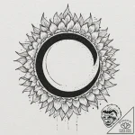 Eclipse bloom breaking through void, ink illu… – tattoo sketch (№1752255037_0, 11.07.2025 17:30) — tattoovalue.net