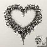 Apocalyptic chains around burning heart, conc… – tattoo sketch (№1752255622_0, 11.07.2025 17:40) — tattoovalue.net