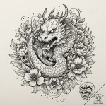 Peonies in full bloom, with a single honeybee… – tattoo sketch (№1752255791_0, 11.07.2025 17:43) — tattoovalue.net