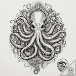 Kraken tendrils in cosmic storm, tattoo sketc… – tattoo sketch (№1752255873_0, 11.07.2025 17:44) — tattoovalue.net