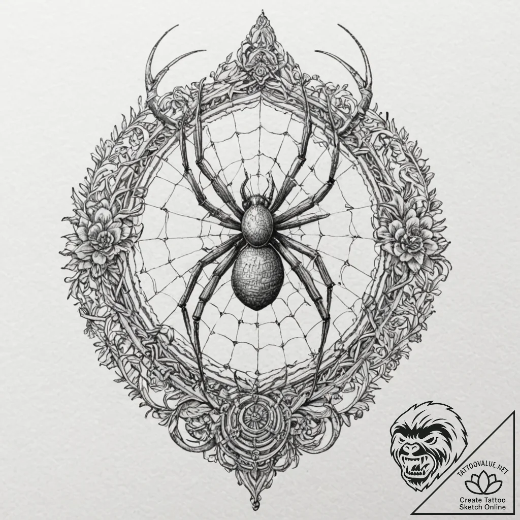 Lute with strings made of spider silk, artist... - tattoo sketch (№1752256041_0, 11.07.2025 17:47) — tattoovalue.net