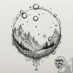 A whimsical bubble floating towards sky, asce… – tattoo sketch (№1752256461_0, 11.07.2025 17:54) — tattoovalue.net
