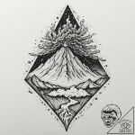 Elemental spirit born from a volcanic eruptio… – tattoo sketch (№1752256961_0, 11.07.2025 18:02) — tattoovalue.net