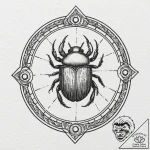 Scarab beetle pushing a black sun, tattoo dra… – tattoo sketch (№1752257382_0, 11.07.2025 18:09) — tattoovalue.net