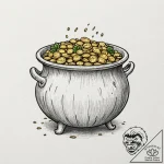 Leprechaun’s pot of gold – tattoo sketch (№1752257465_0, 11.07.2025 18:11) — tattoovalue.net