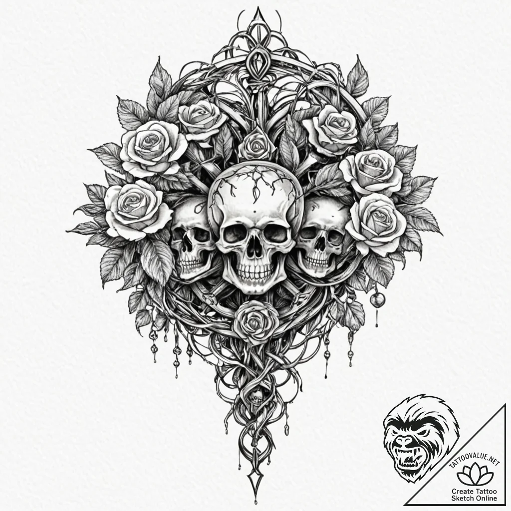 Yggdrasil (world tree) with feminine, gracefu... - tattoo sketch (№1752257968_0, 11.07.2025 18:19) — tattoovalue.net