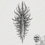 Dagger emerging from spectral tree, tattoo sk… – tattoo sketch (№1752258304_0, 11.07.2025 18:25) — tattoovalue.net