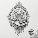 Piano keys morphing into a flock of birds, ta… – tattoo sketch (№1752258388_0, 11.07.2025 18:26) — tattoovalue.net