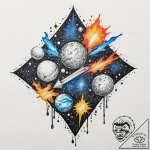 Ice path beneath shattered moons, tattoo draw… – tattoo sketch (№1752258472_0, 11.07.2025 18:27) — tattoovalue.net