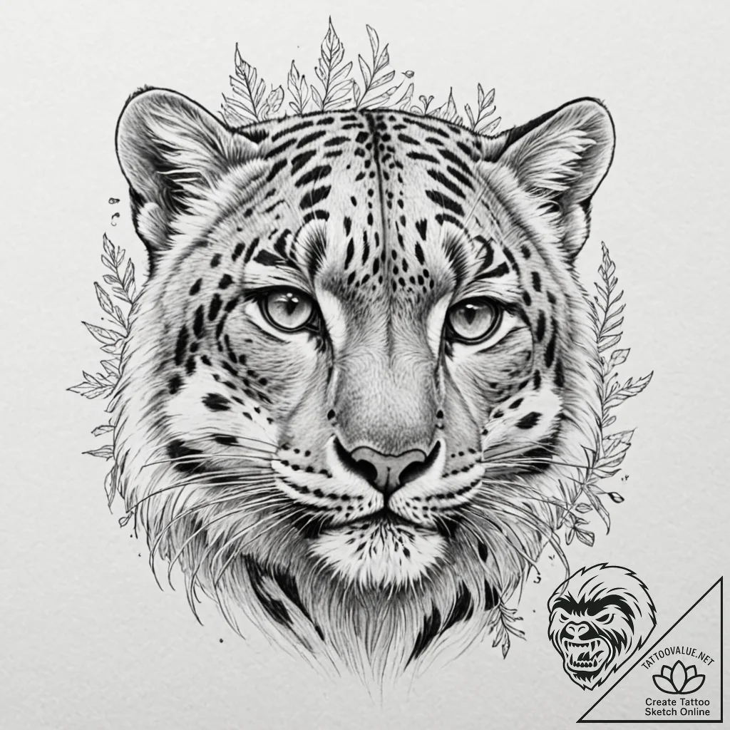 A snow leopard in the mountains (is there, bu... - tattoo sketch (№1752258555_0, 11.07.2025 18:29) — tattoovalue.net