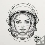 Astronaut’s helmet reflecting a monstrous eye… – tattoo sketch (№1752258892_0, 11.07.2025 18:34) — tattoovalue.net